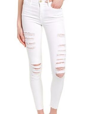 Frame Denim White Ripped Skinny Jeans